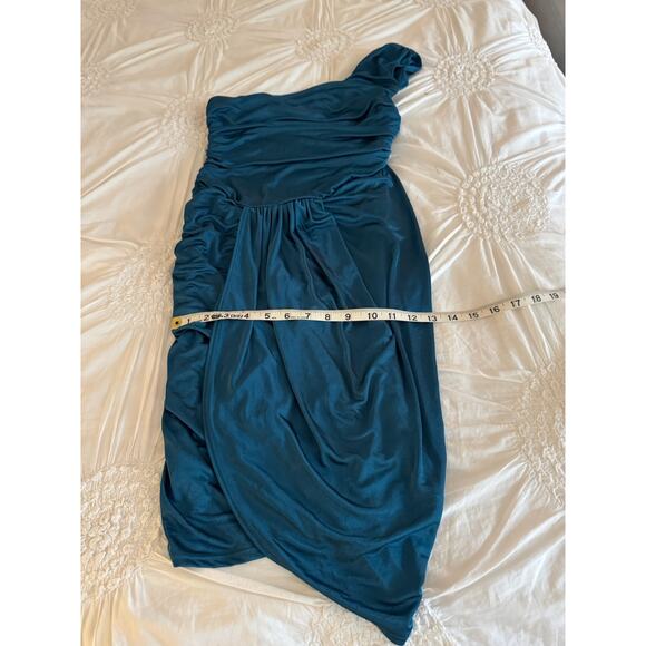 Akira Black Label One Shoulder Ruched Mini Grecian Cocktail Dress Sz S - Picture 11 of 12